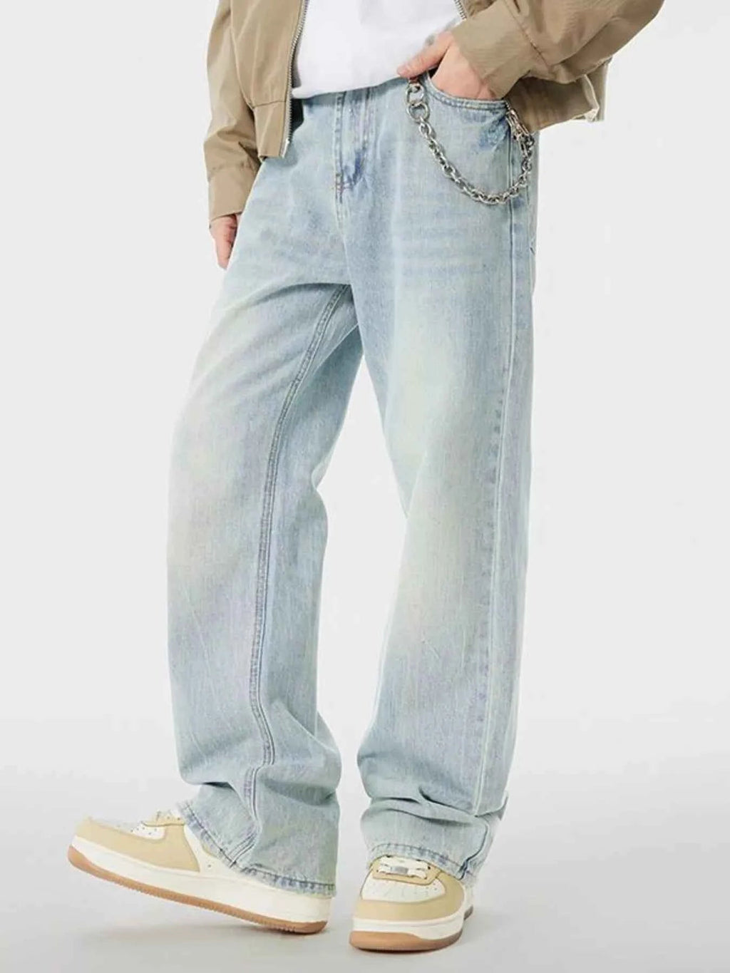 Men's Wash Wide Leg Jeans - D.T line