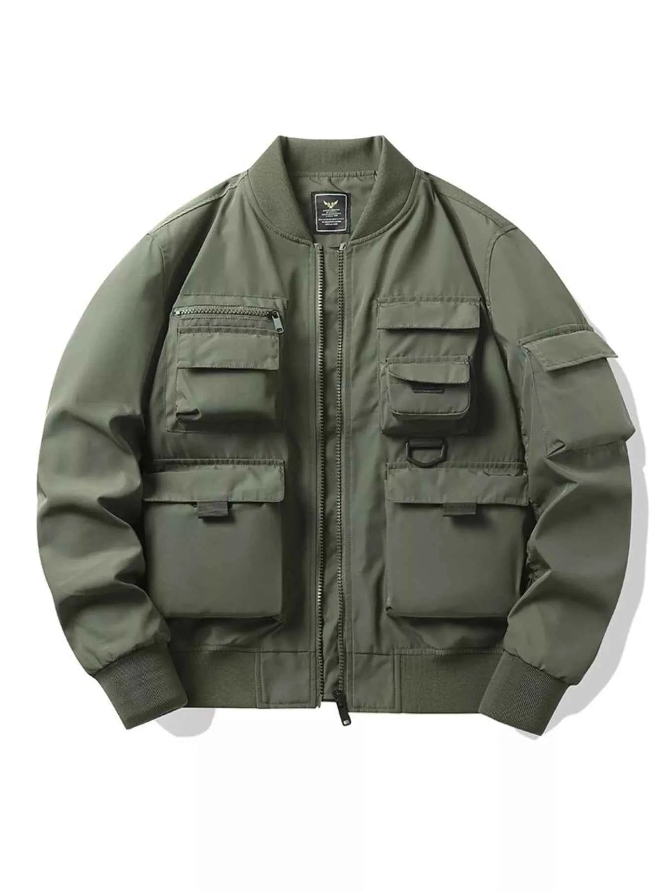 MULTI-POCKET BOMBER JACKET – PLUS FIT