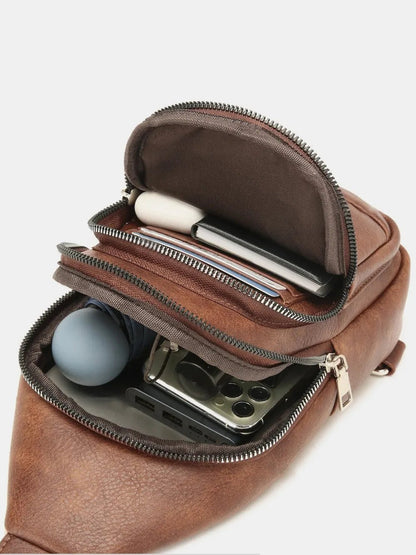 PU Leather Crossbody Bag with Two Detachable Strap - D.T line