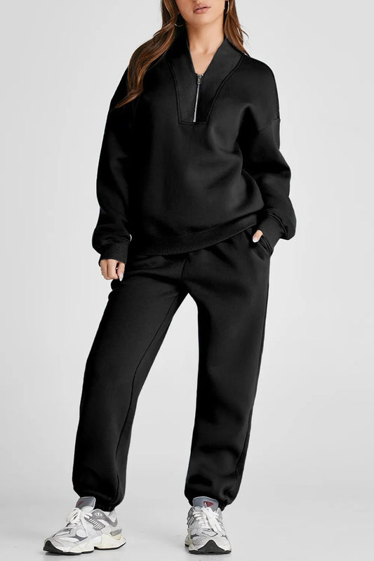 Quarter Zip Long Sleeve Top and Pants Set - D.T line