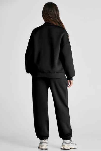 Quarter Zip Long Sleeve Top and Pants Set - D.T line